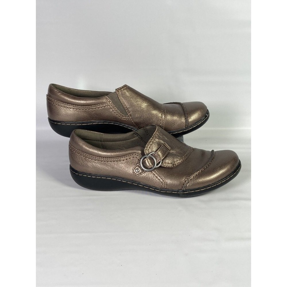 Clarks Collection Ashland women's size 9 loafers indigo bronze metallic slip on